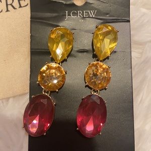 Jcrew tricolor drop earrings yellow pink maroon